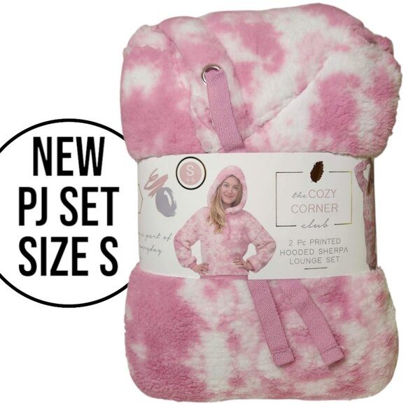 NEW Women's Pajama Gift Set PJs pajamas 2 Piece Hoodie hooded top Pants Pink Top - Picture 2 of 10